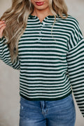 Brayden Striped Sweater - Forest Green