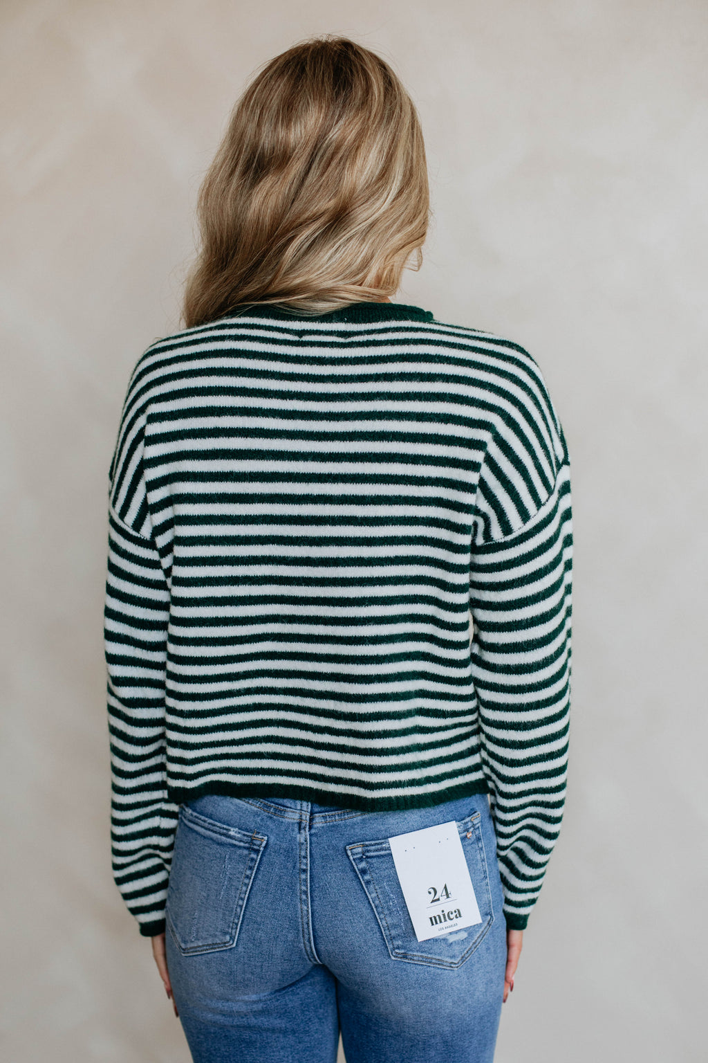 Brayden Striped Sweater - Forest Green