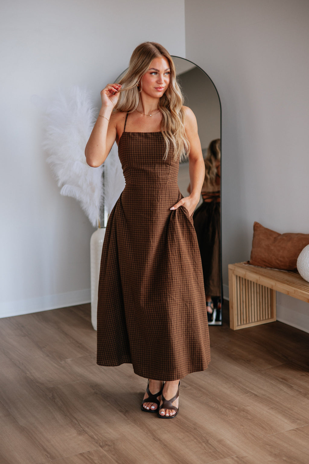 Breigh Gingham Dress - Espresso Mix