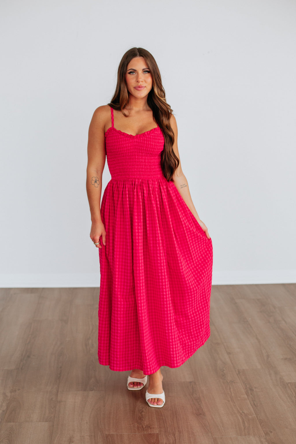 Krystina Gingham Dress- Cherry