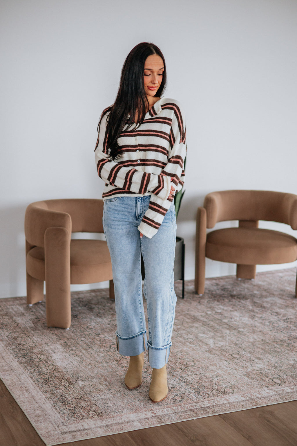 Teddy Striped Cardigan