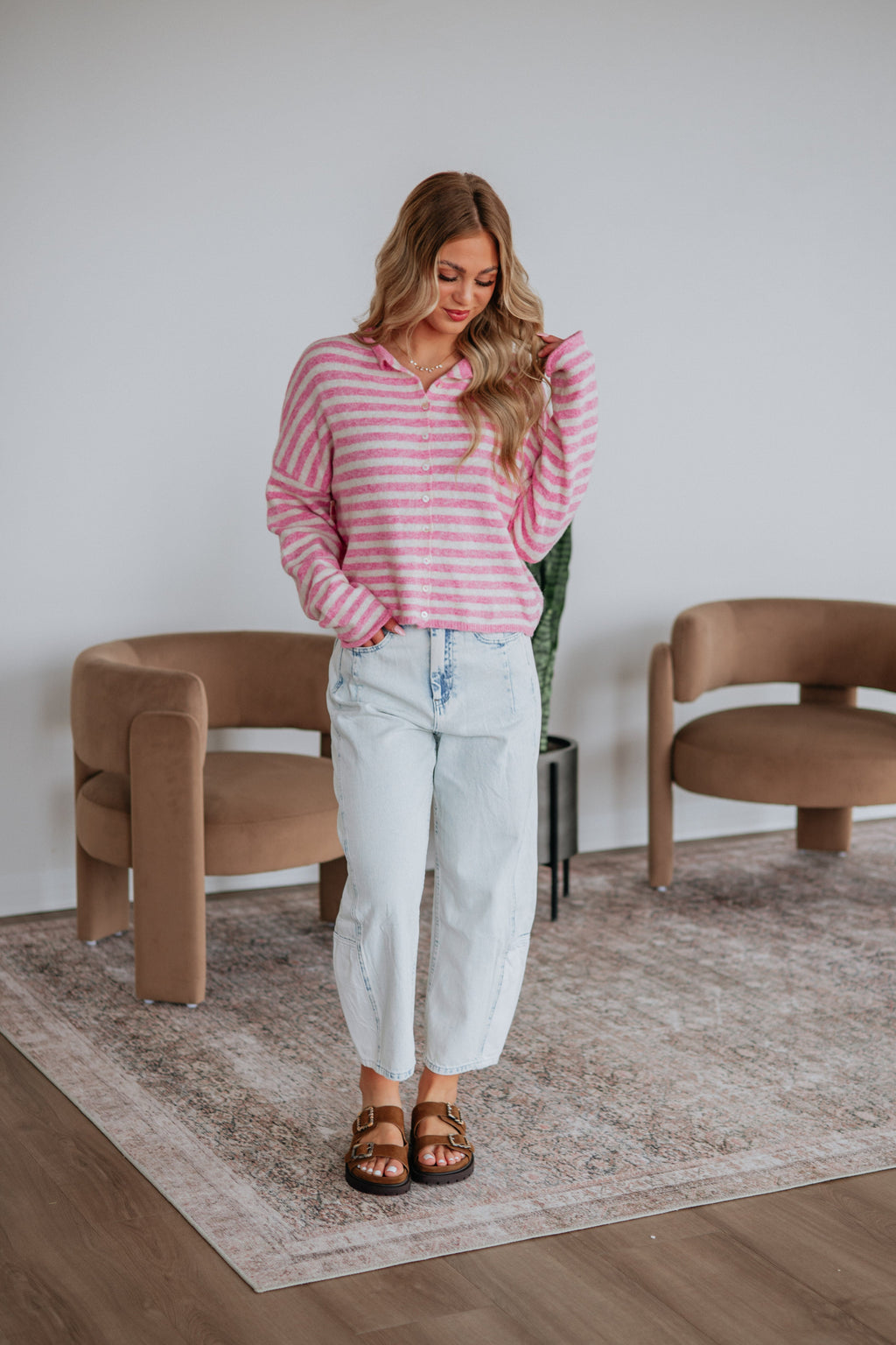 Brooke Striped Cardigan - Taffy Mix