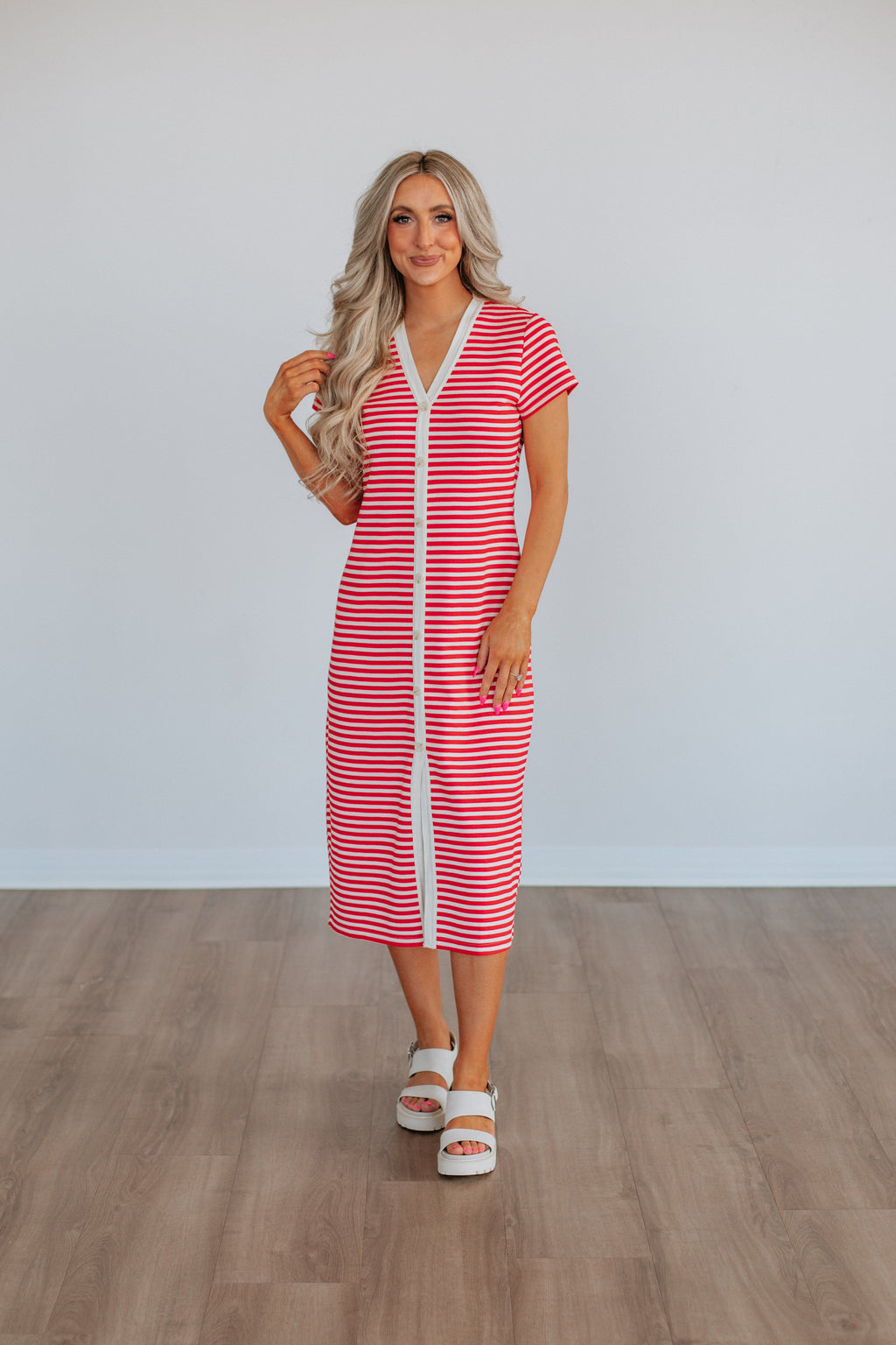 Paylor Striped Dress - Cherry
