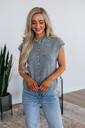 Camry Cardigan Top - Heather Grey